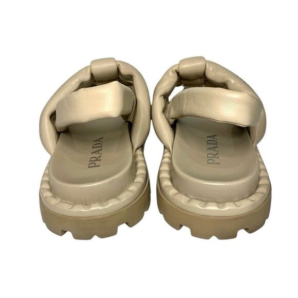Prada Blow Padded Leather Puffy Slingback Sport Sandal EU 39.5 US 9.5 Leather - Picture 8 of 12